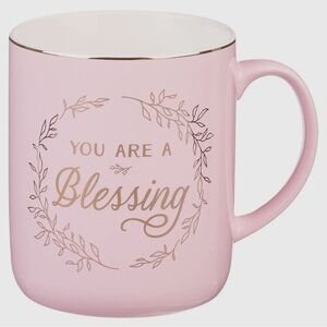 YOU ARE A BLESSING Charming Pink Mug with Gold Detailing